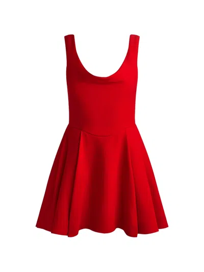 Alice And Olivia Estrella Draped Flare Mini Dress In Red
