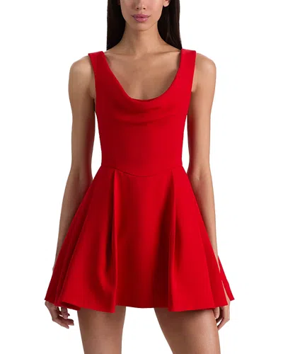 Alice And Olivia Estrella Drape Flare Dress In Red