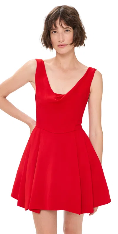 Alice And Olivia Estrella Draped Flare Mini Dress Chili Pepper In Red