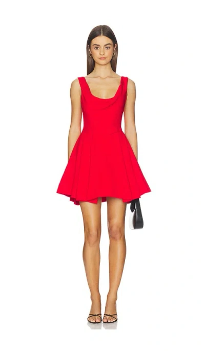 Alice And Olivia Estrella Draped Flare Mini Dress In Red