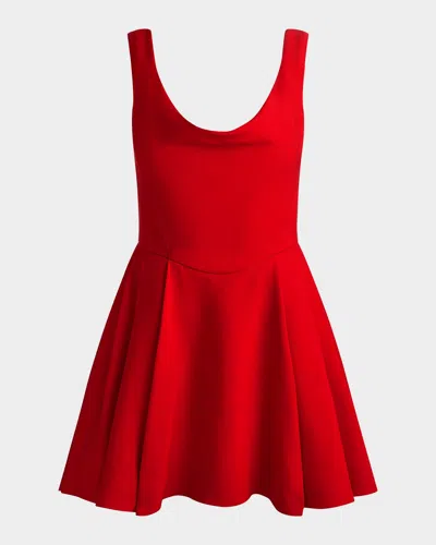 Alice And Olivia Estrella Draped Flare Mini Dress In Red