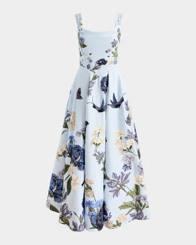 Alice And Olivia Estrella Embellished Maxi Dress In Blue
