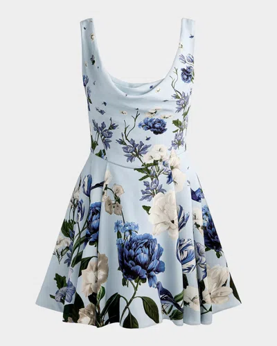 Alice And Olivia Estrella Floral Mini Dress In Black
