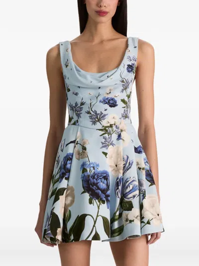 Alice And Olivia Estrella Floral Mini Dress In Black