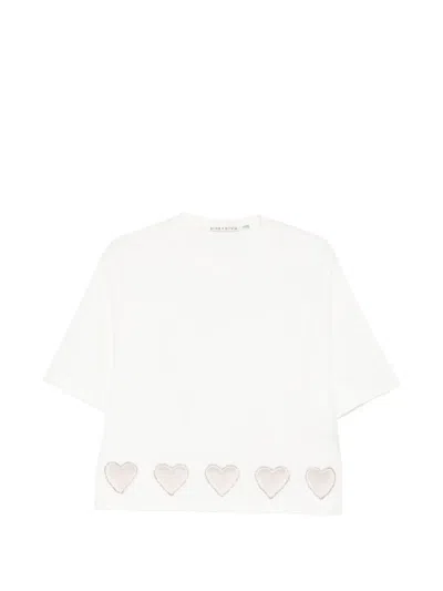Alice And Olivia Evan Crystal Hearts Cut-out T-shirt In Neutral