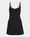 Alice And Olivia Eve Embellished Trim Sweetheart Dress In Black