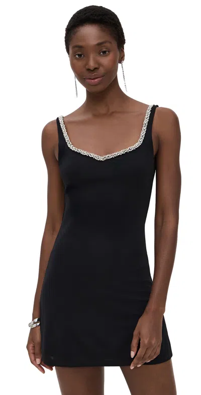 Alice And Olivia Eve Embellished Trim Sweetheart Mini Dress Black