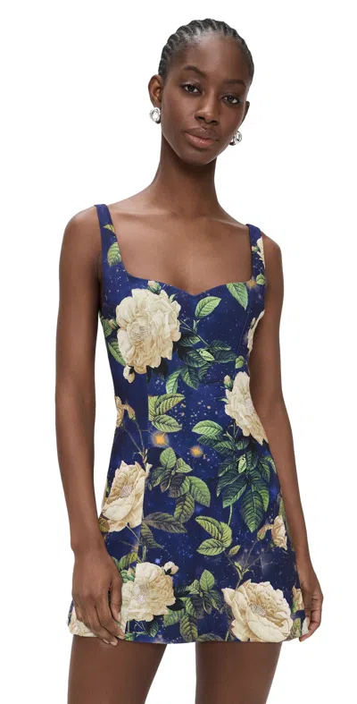 Alice And Olivia Eve Sweetheart Embellished Mini Dress Twilight Eden In Blue