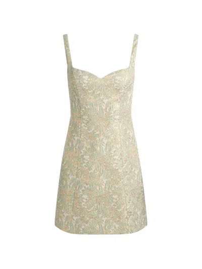 Alice And Olivia Eve Sweetheart Floral Mini Dress In Neutral