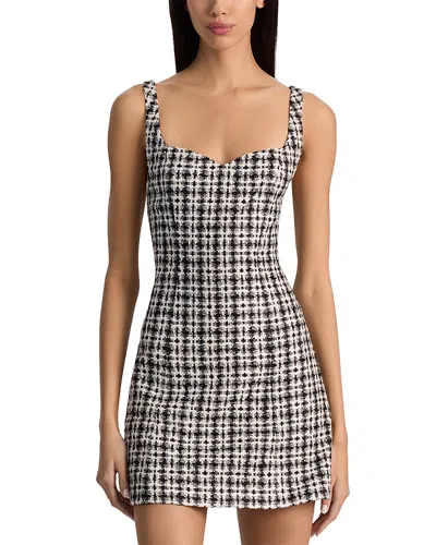 Alice And Olivia Eve Sweetheart Tweed Mini Dress In Black