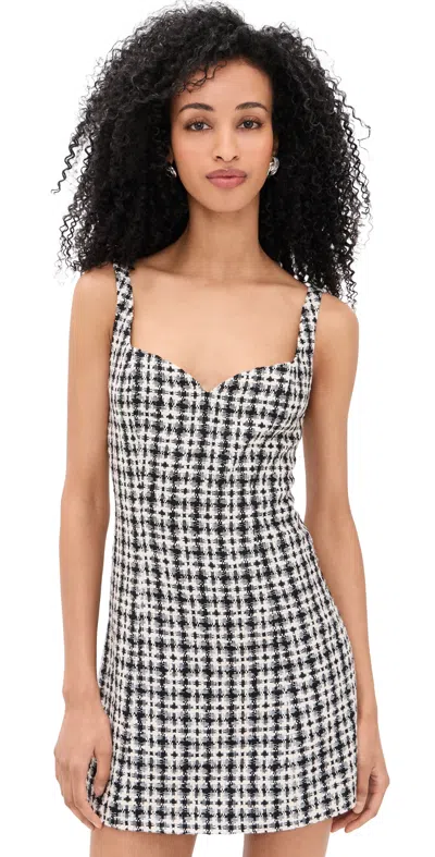 Alice And Olivia Eve Metallic Checked Tweed Mini Dress In Gray