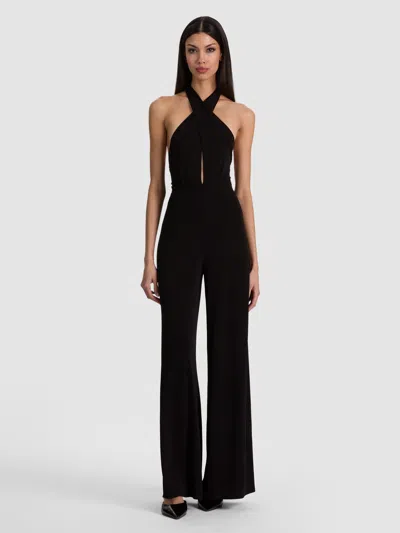 Alice And Olivia Evelina Halter Jumpsuit In Black
