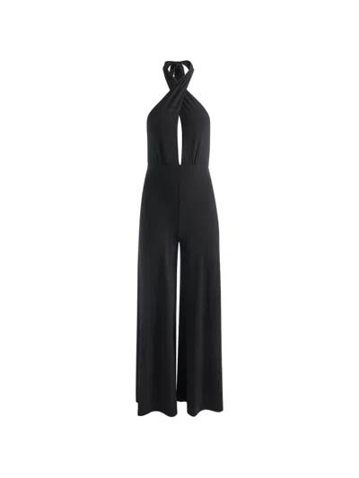 Alice And Olivia Evelina Halter Jumpsuit In Black