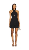 Alice And Olivia Evelina Halter Mini Dress With Scarf In Black