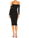 Alice And Olivia Evia Fitted Spaghetti Strap Dress In Black In Black