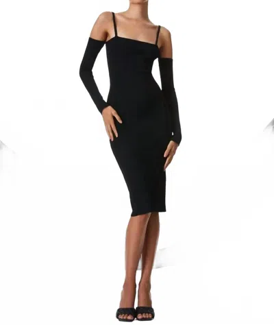 Alice And Olivia Evia Fitted Spaghetti Strap Dress In Black