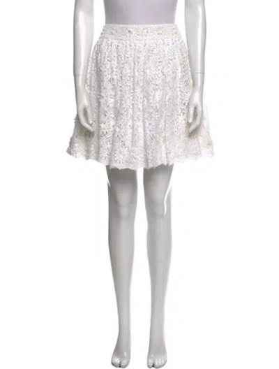 Pre-owned Alice And Olivia Eyelet Trim Mini Skirt In Neutral