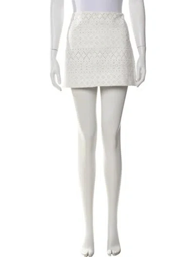 Pre-owned Alice And Olivia Eyelet Trim Mini Skirt In Neutral