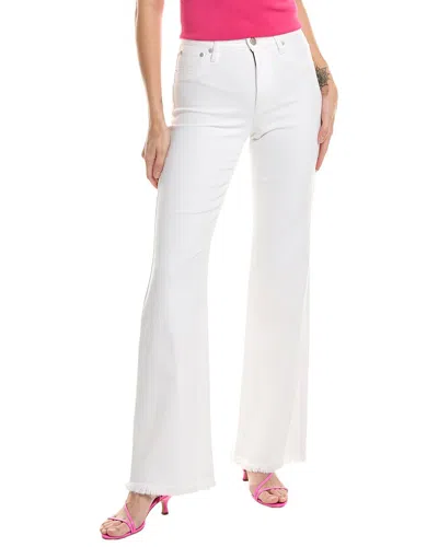 Alice And Olivia Fabulous 70s Frayed High-rise Bootcut Jeans In White