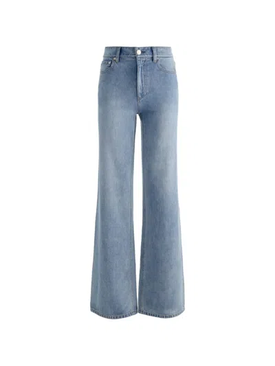 Alice And Olivia Faded-wash Wide-leg Jeans In Blue