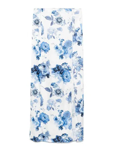 Alice And Olivia Stephine Printed Long Skirt In Blue