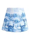 Alice And Olivia Carter Pleated Printed Crepe Mini Skirt