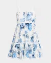 Alice And Olivia Fallon Square Neck Babydoll Dress In Affection Small