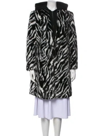 Pre-owned Alice And Olivia Faux Fur Animal Print Coat In Multi