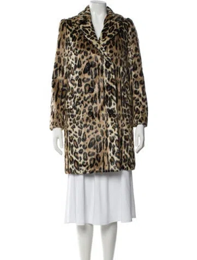 Pre-owned Alice And Olivia Faux Fur Animal Print Faux Fur Coat In Neutral