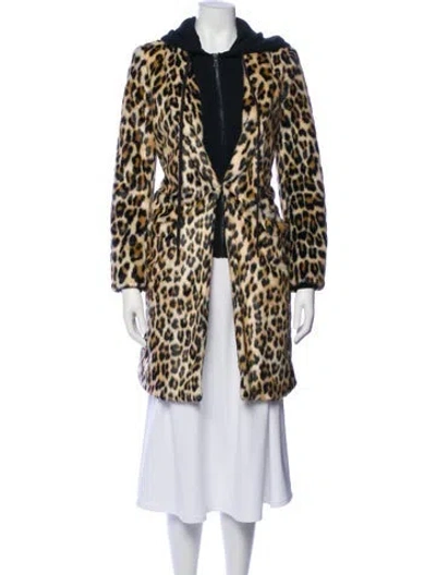 Pre-owned Alice And Olivia Faux Fur Animal Print Faux Fur Jacket In Neutral