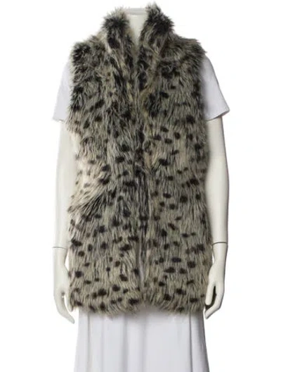 Pre-owned Alice And Olivia Faux Fur Animal Print Vest In Black