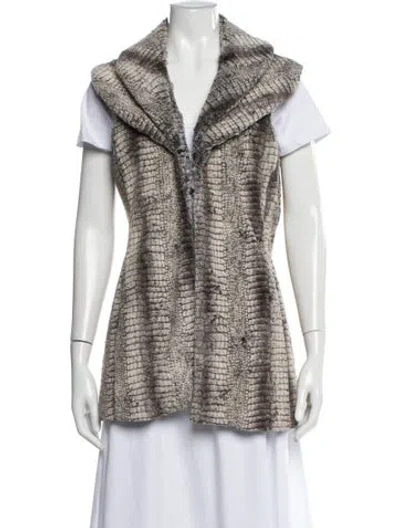 Pre-owned Alice And Olivia Faux Fur Animal Print Vest In Multi