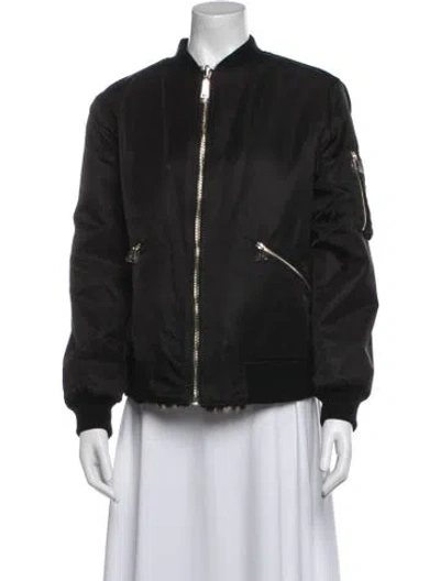 Pre-owned Alice And Olivia Faux Fur Bomber Jacket In Black
