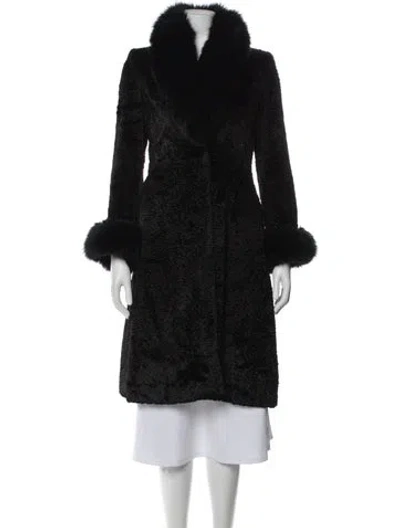 Pre-owned Alice And Olivia Faux Fur Coat In Black