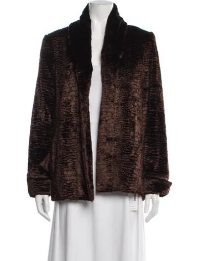 Pre-owned Alice And Olivia Faux Fur Coat In Brown