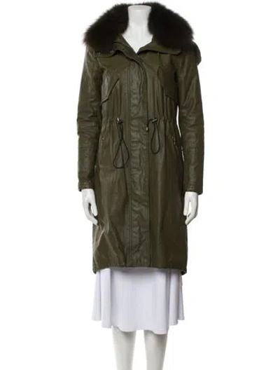 Pre-owned Alice And Olivia Faux Fur Coat In Green