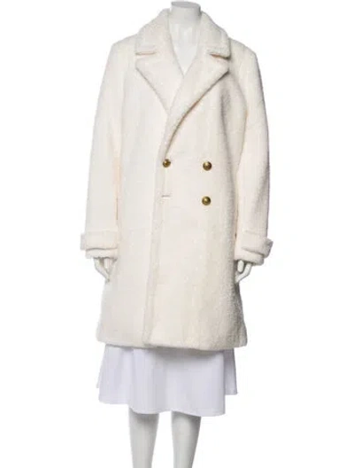 Pre-owned Alice And Olivia Faux Fur Coat In White