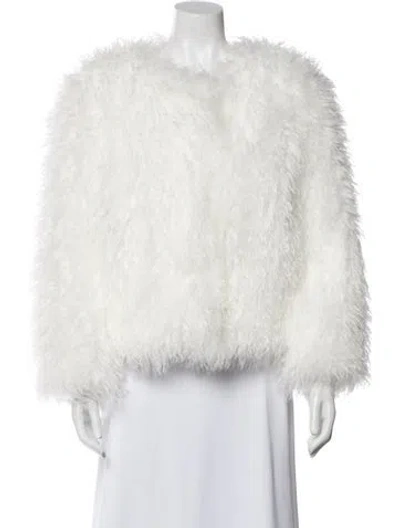 Pre-owned Alice And Olivia Faux Fur Coat In White