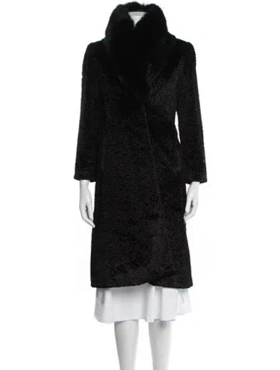 Pre-owned Alice And Olivia Faux Fur Faux Fur Coat In Black