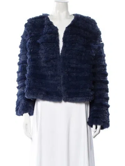 Pre-owned Alice And Olivia Faux Fur Faux Fur Jacket In Blue