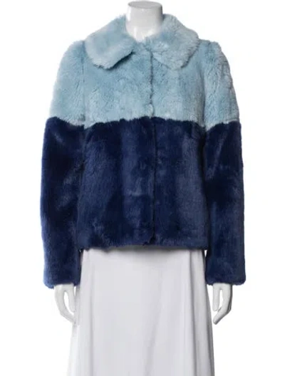 Pre-owned Alice And Olivia Faux Fur Faux Fur Jacket In Blue