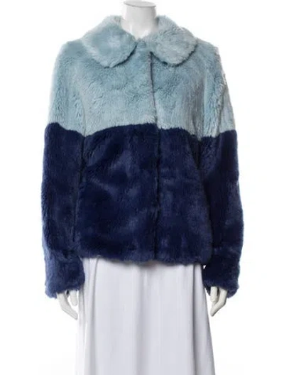 Pre-owned Alice And Olivia Faux Fur Faux Fur Jacket In Blue