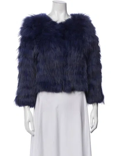 Pre-owned Alice And Olivia Faux Fur Jacket In Blue