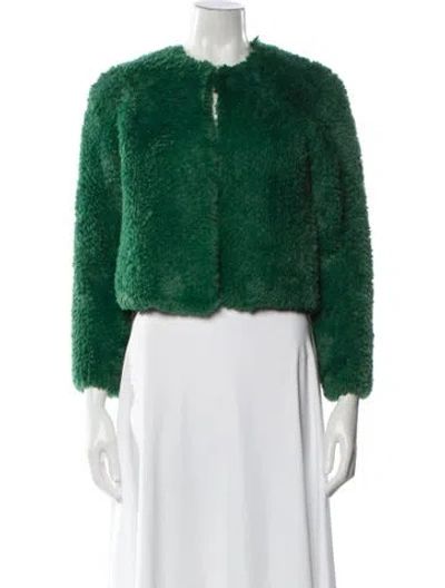 Pre-owned Alice And Olivia Faux Fur Jacket In Green