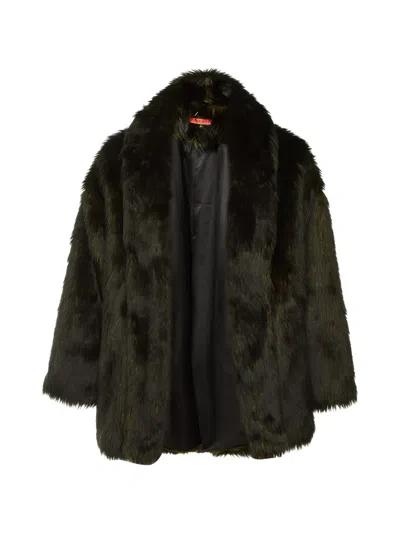 Pre-owned Alice And Olivia Faux Fur Oversized Jacket In Green