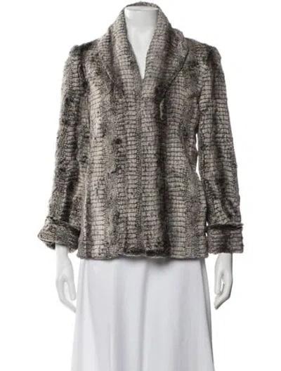 Pre-owned Alice And Olivia Faux Fur Patterned Faux Fur Jacket In Neutral