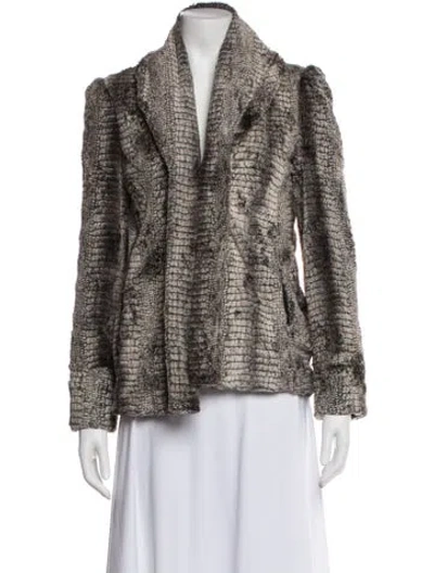 Pre-owned Alice And Olivia Faux Fur Printed Faux Fur Jacket In Brown