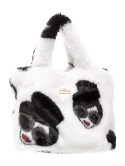 Pre-owned Alice And Olivia Faux Fur Top Handle Bag In Transparent