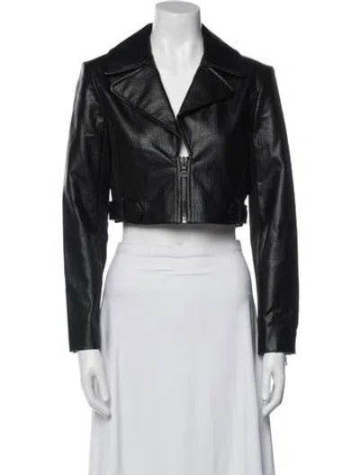 Pre-owned Alice And Olivia Faux Leather Biker Jacket In Black