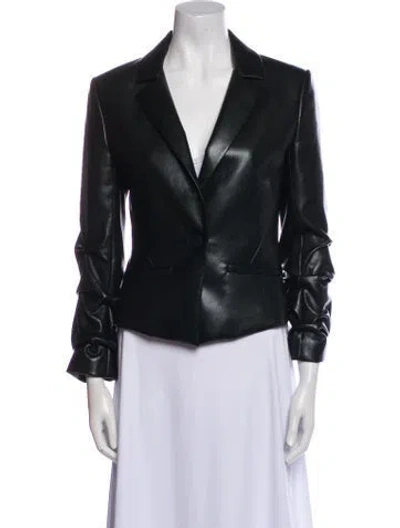 Pre-owned Alice And Olivia Faux Leather Biker Jacket In Black